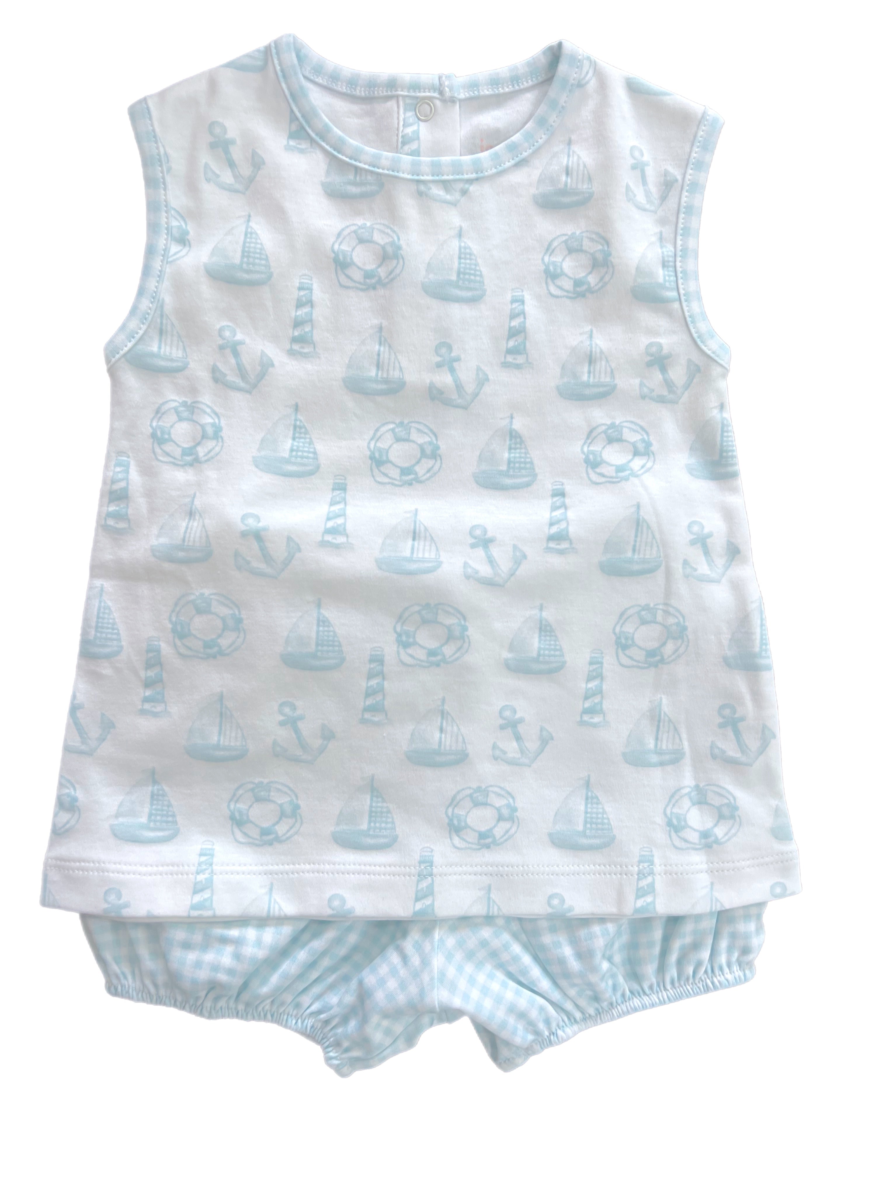 James & Lottie Shep Knit Bloomer Set, Anchors Away