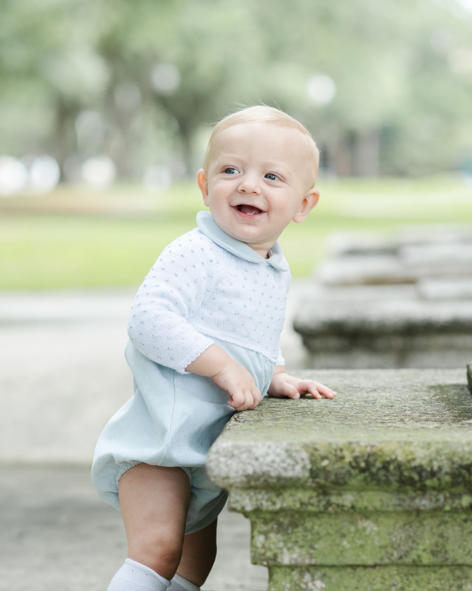 Mi Lucero Blue Corduroy Bubble with Bitty Dot