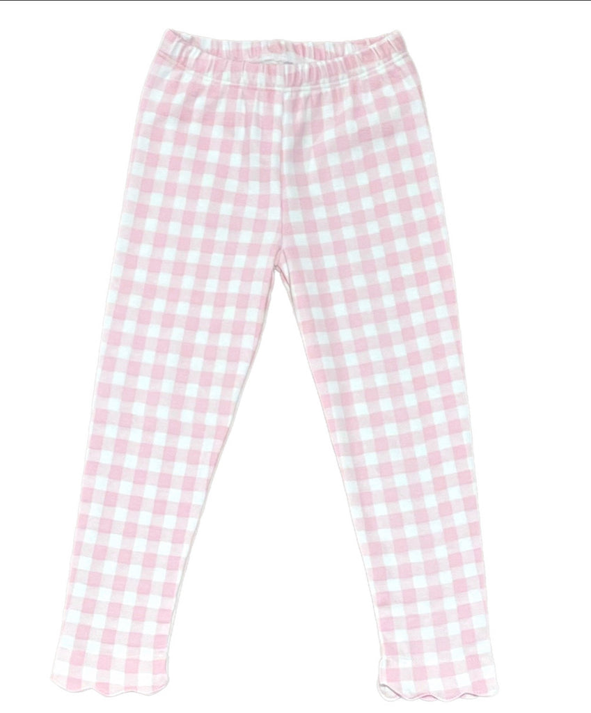 James & Lottie Knit Leggings, Light Pink Gingham