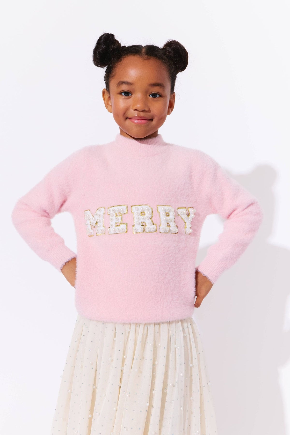 Lola & The Boys Pink Merry Pearl Sweatshirt