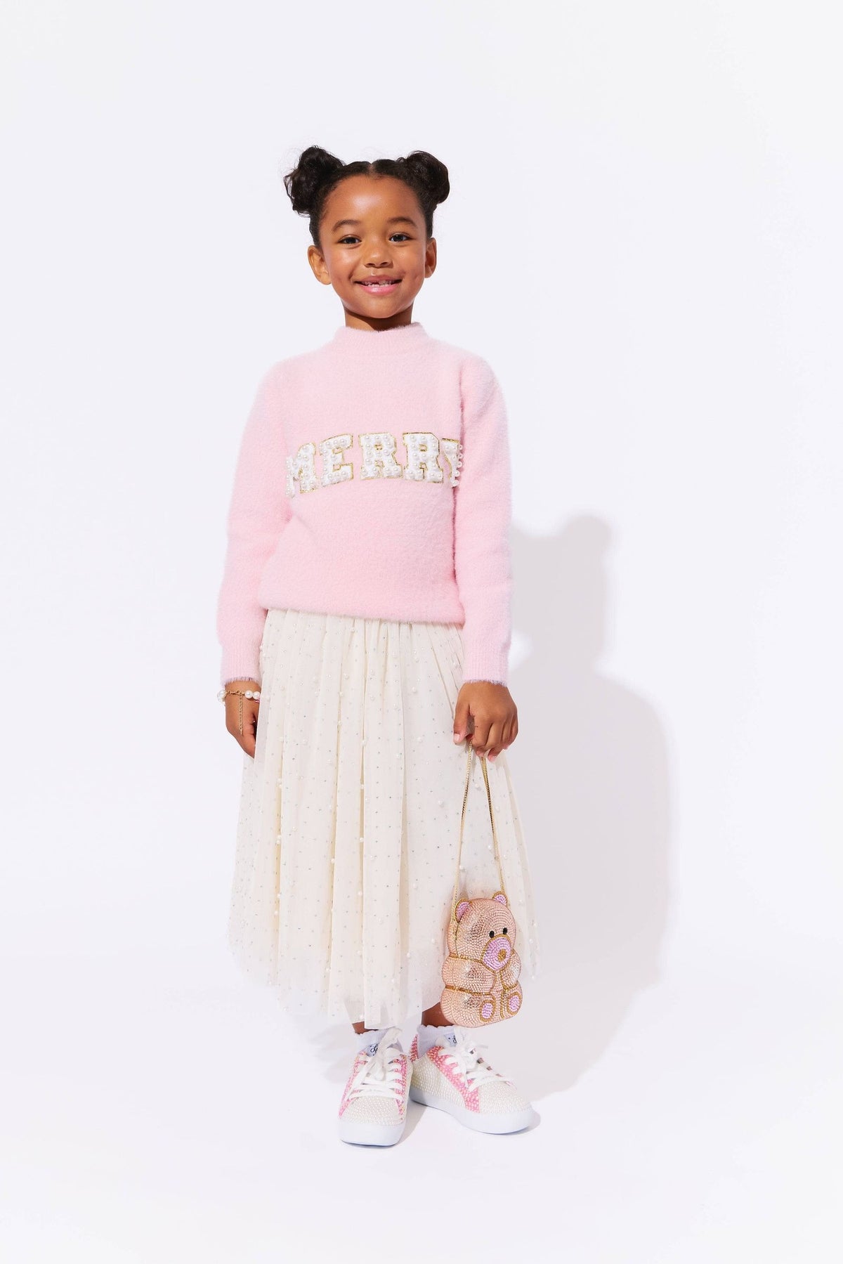 Lola & The Boys Pink Merry Pearl Sweatshirt