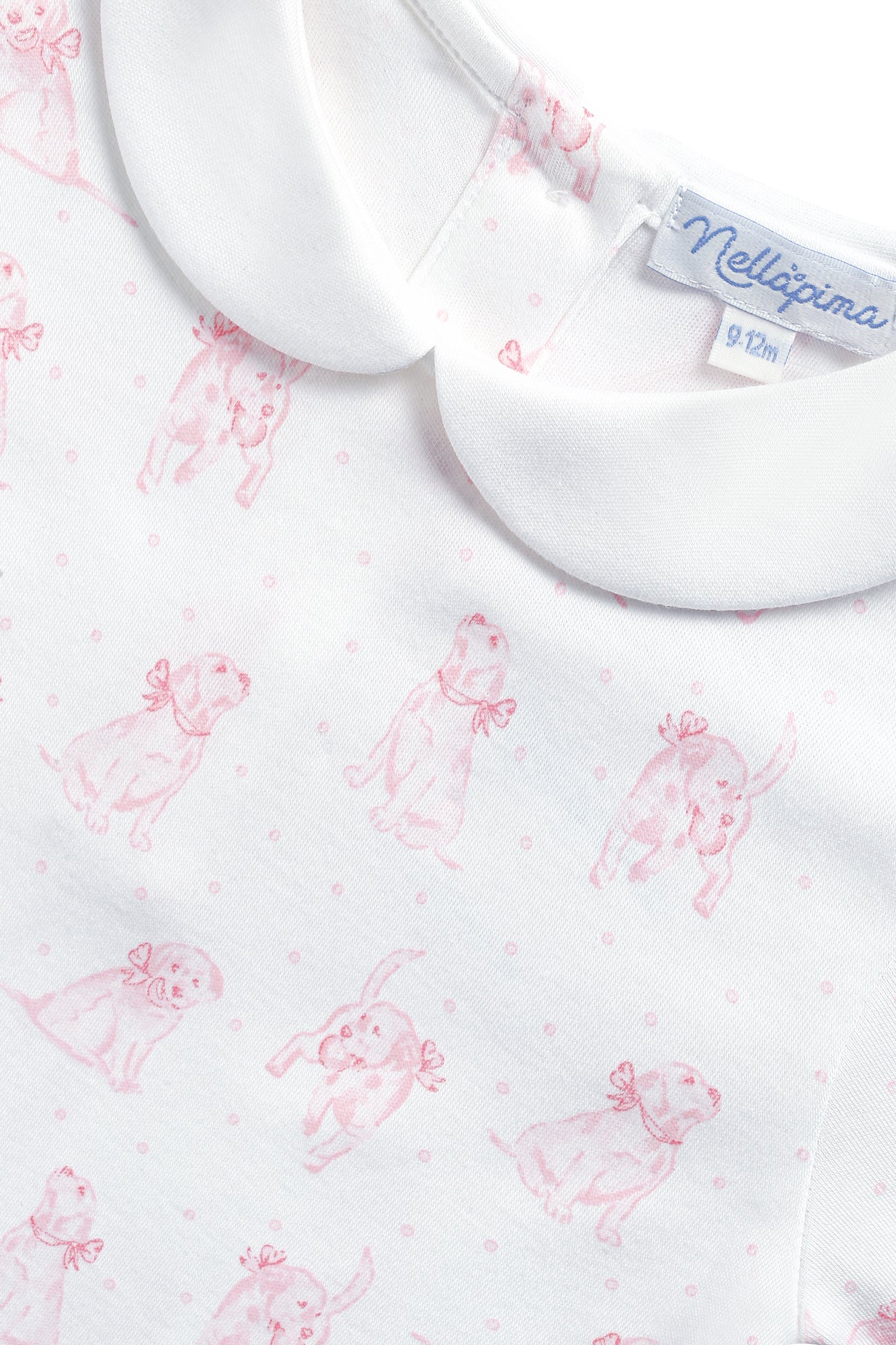 Nella Pima Pink Puppy Love Print Romper Long Sleeve