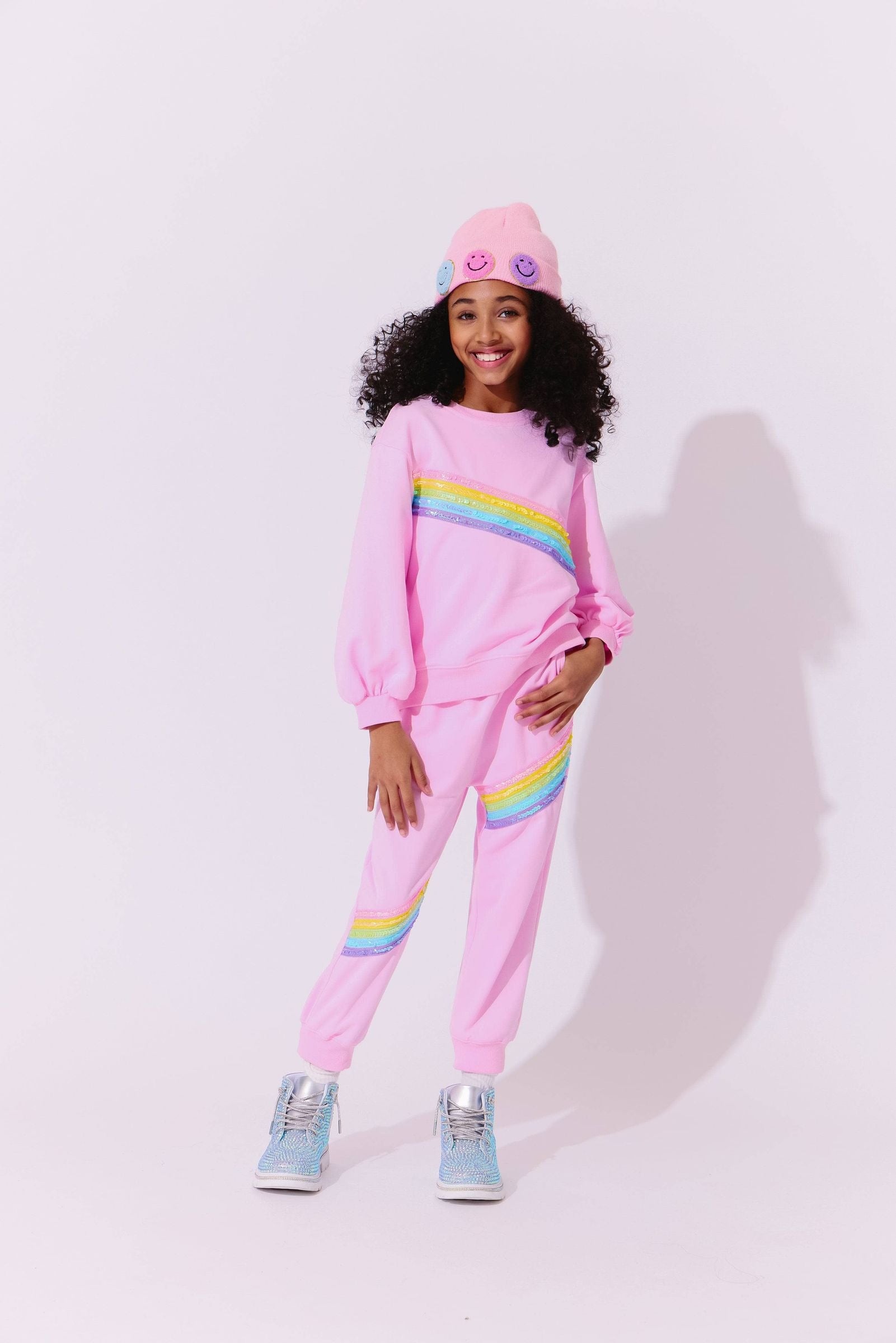 Lola & The Boys Pink Rainbow Stripe Set