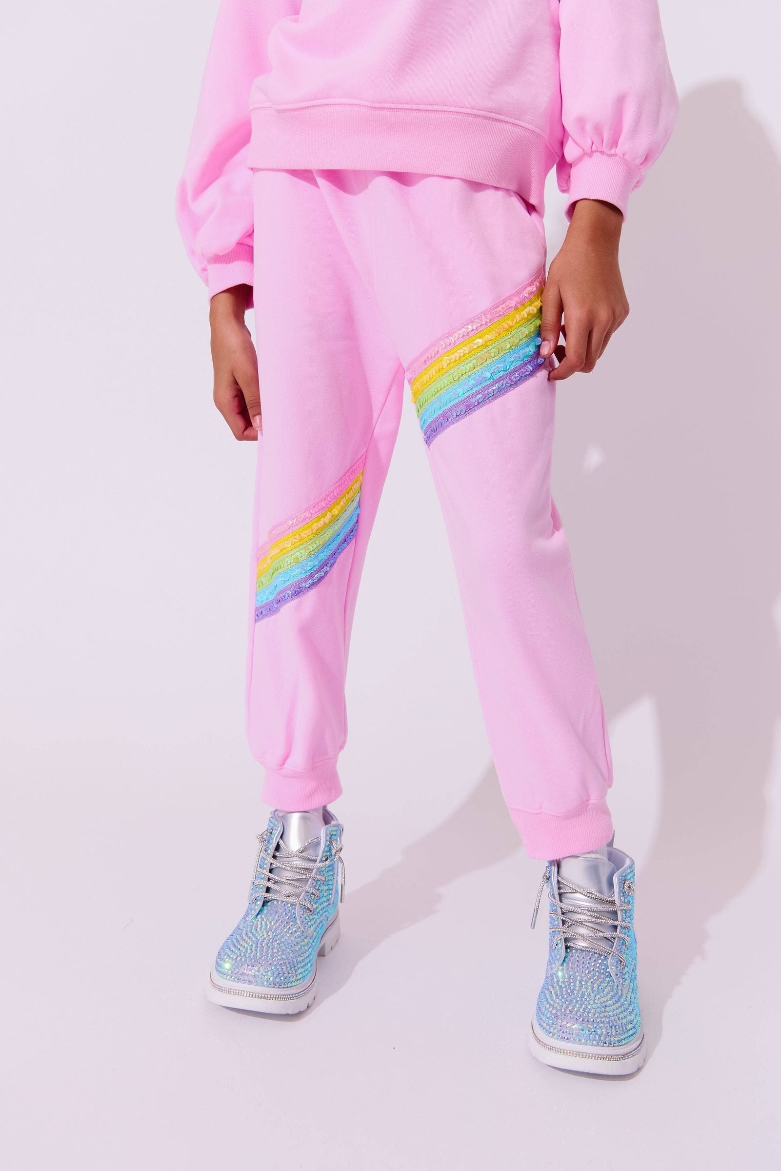 Lola & The Boys Pink Rainbow Stripe Set