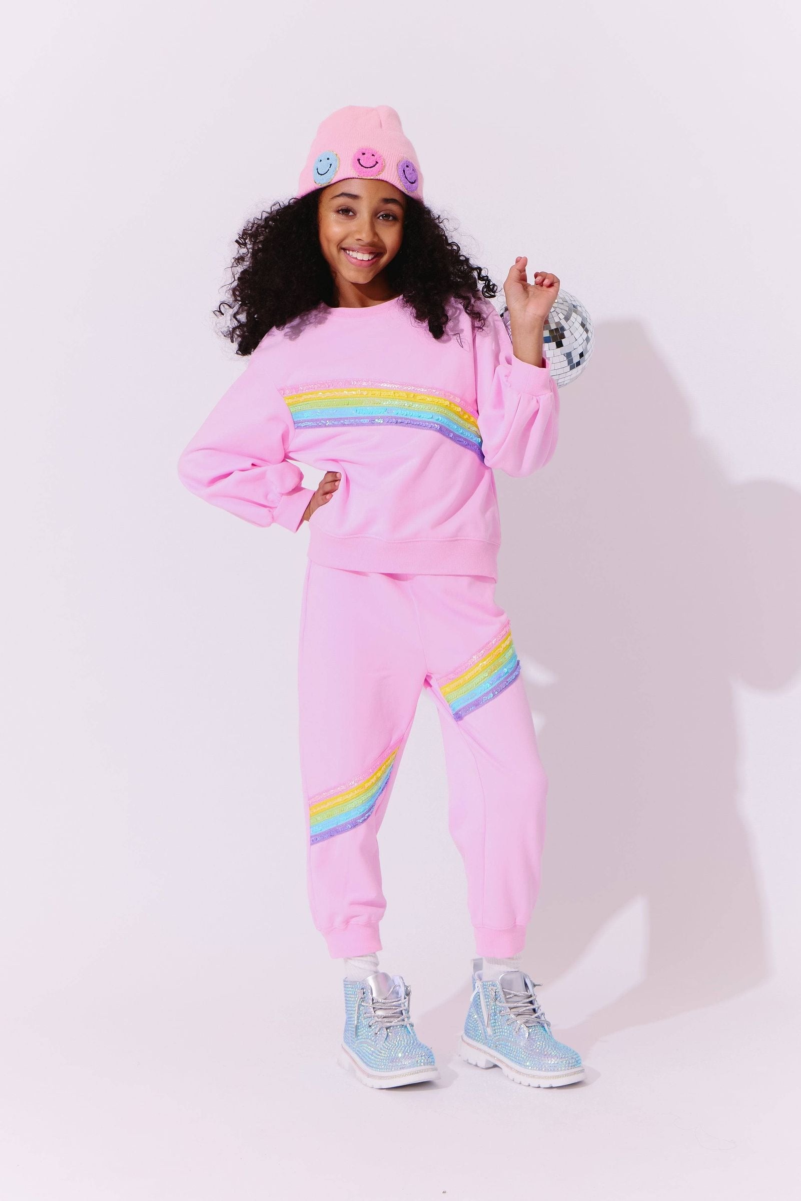 Lola & The Boys Pink Rainbow Stripe Set
