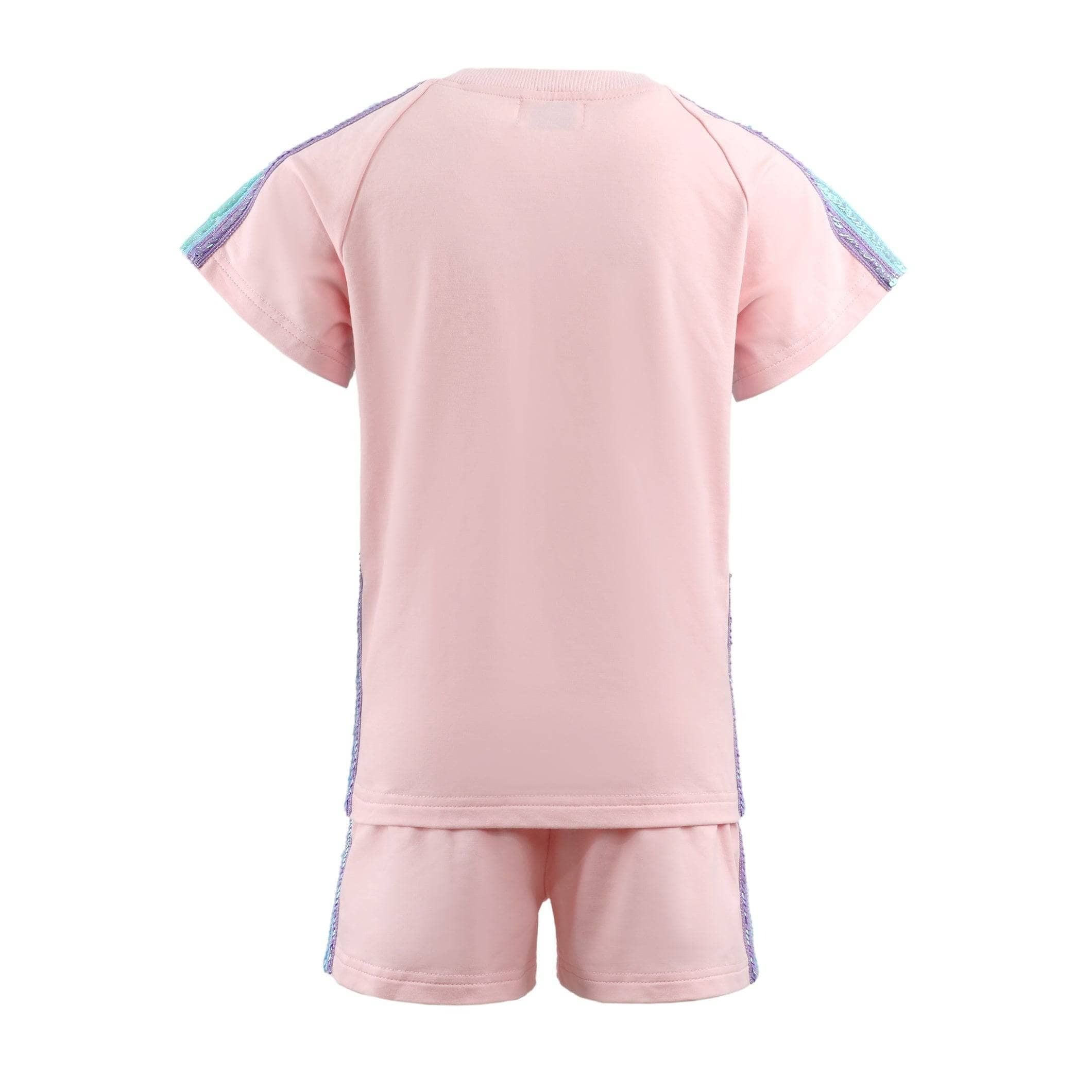 Lola & The Boys Pink Rainbow Stripe Short Set