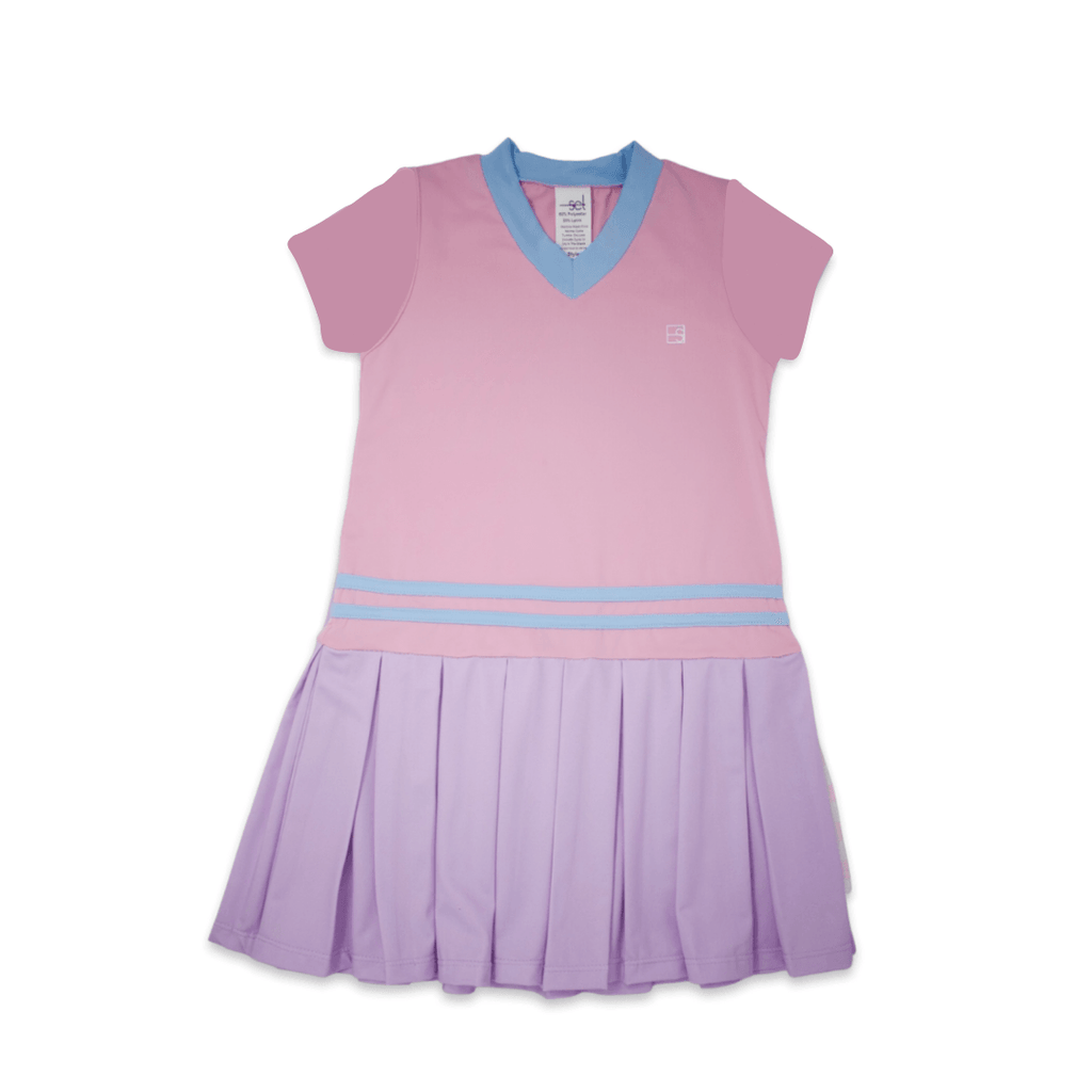 Set Athleisure Polly Dress, Pink with Lavender & Blue - shopnurseryrhymes