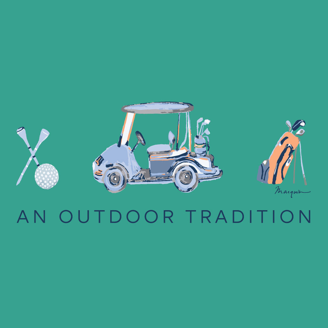 Prodoh Prop Performance T-Shirt, Golf Cart Art on Marine Green