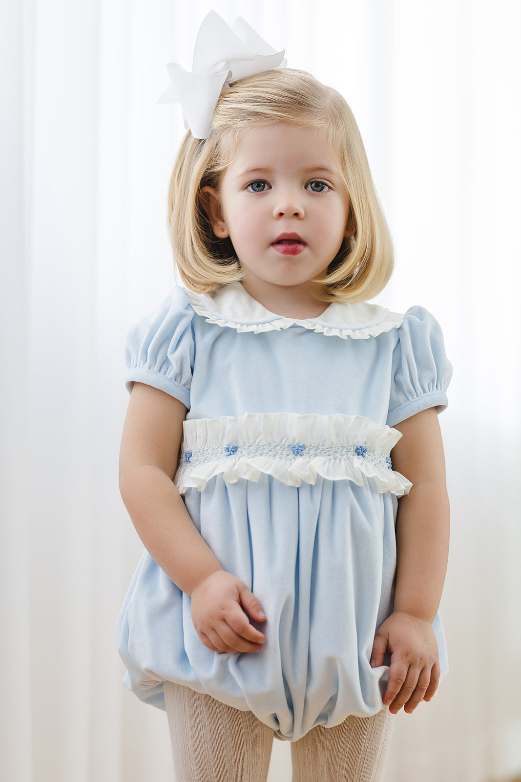 Sal & Pimenta Pastel Blue Velvet Romper