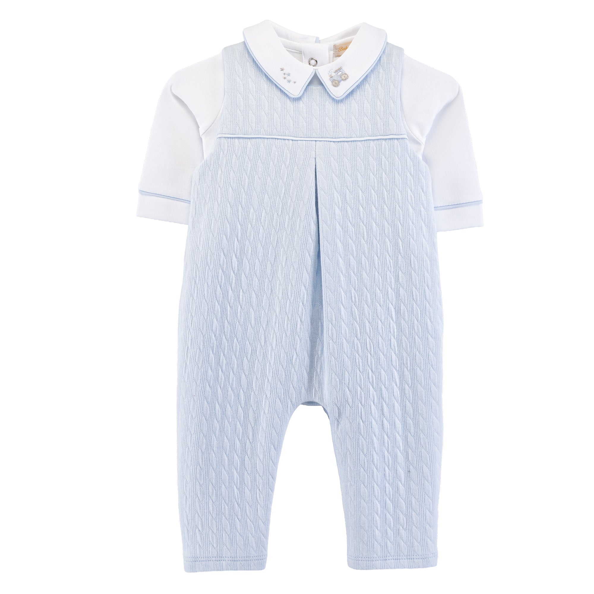 Baby Club Chic Little Train Jacquard Coverall with Collared Set