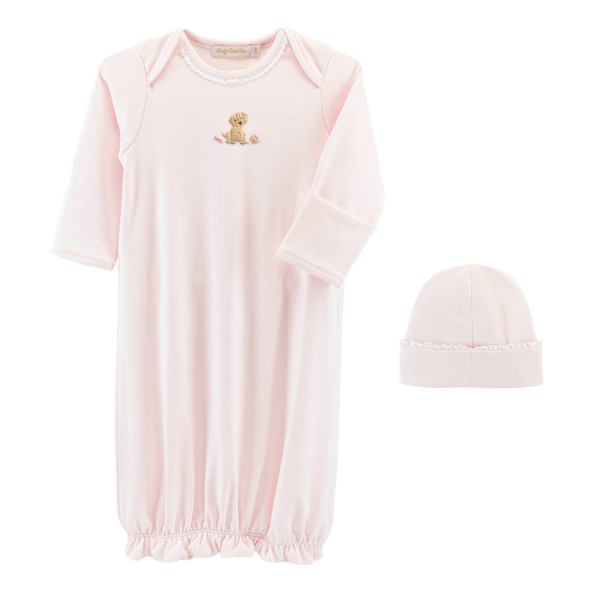 Baby Club Chic Good Puppy Pink Embroidered Gown Set