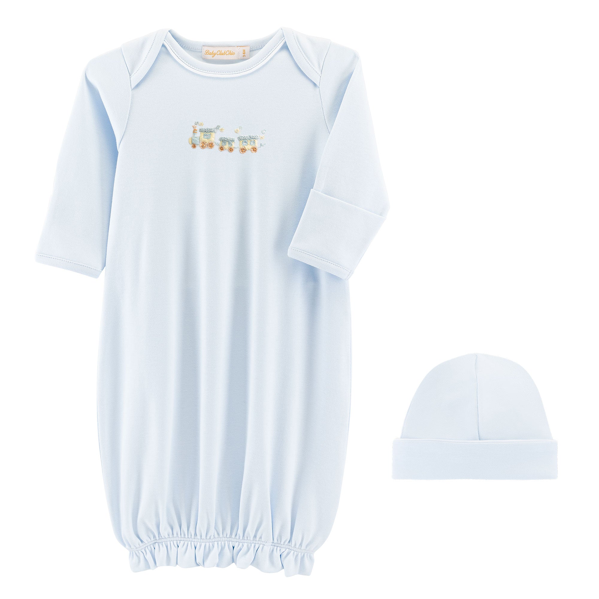 Baby Club Chic Little Train Embroidered Gown Set