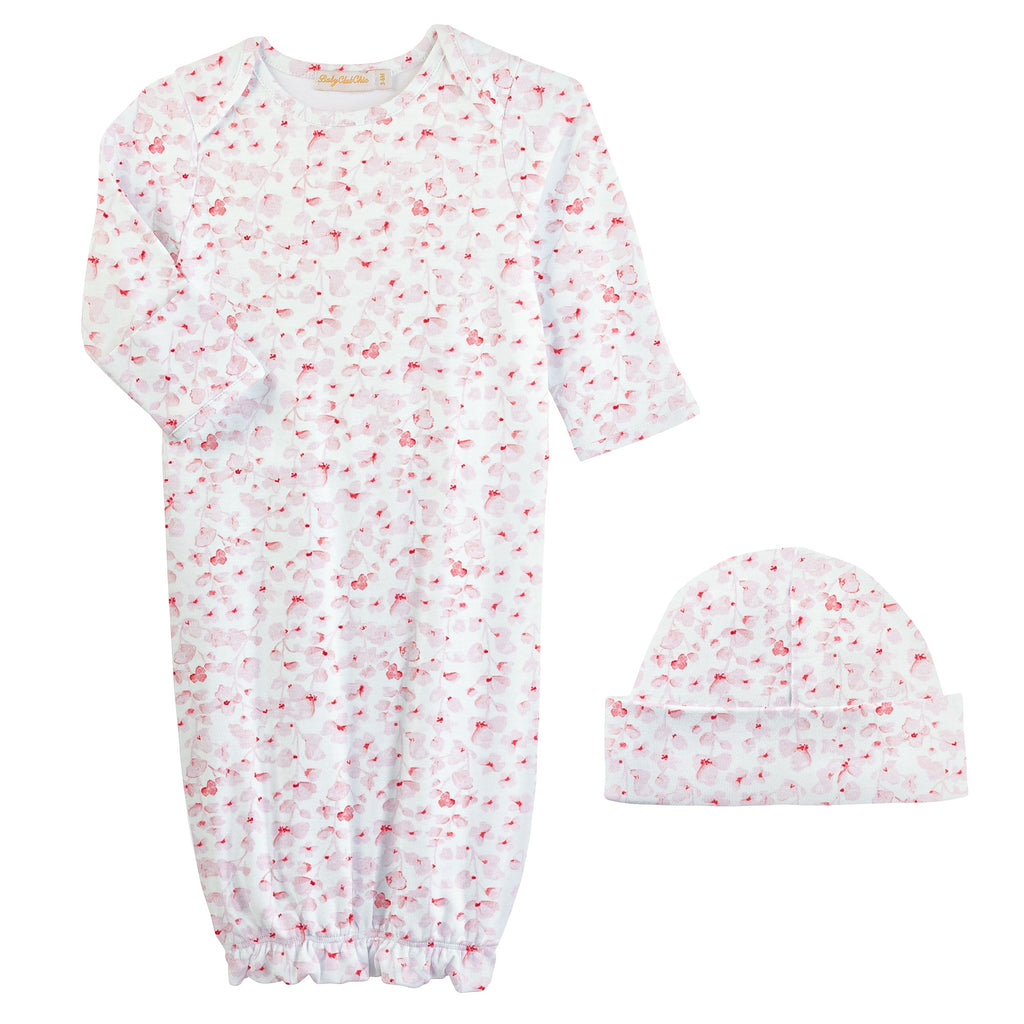 Baby Club Chic Pink Begonias Gown and Hat Set