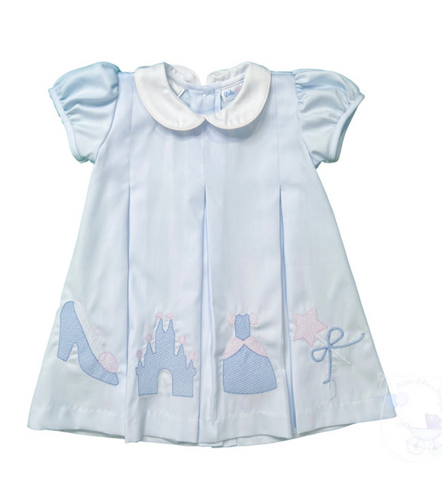 Lulu Bebe Blue Castle Embroidered Dress