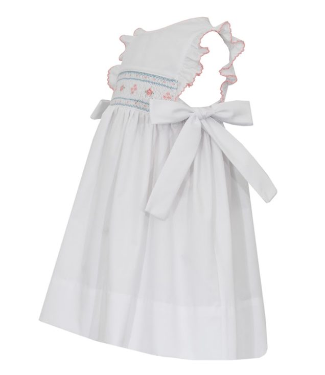 Petit Bebe Eloise White Poplin Dress with Side Bows