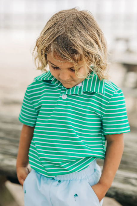 Sugar Bee Polo, Emerald Stripe