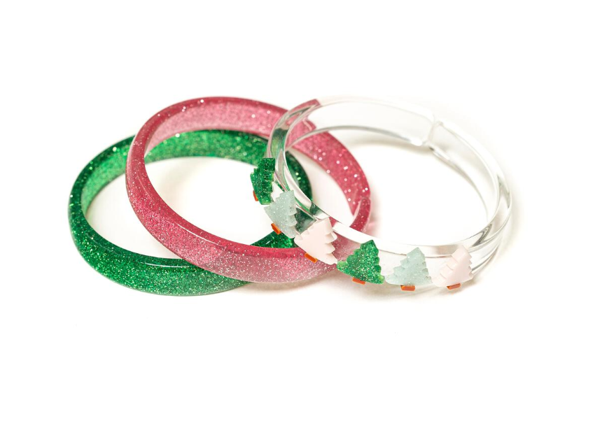 Lilies & Roses Multi Christmas Tree Glitter Bangle Set