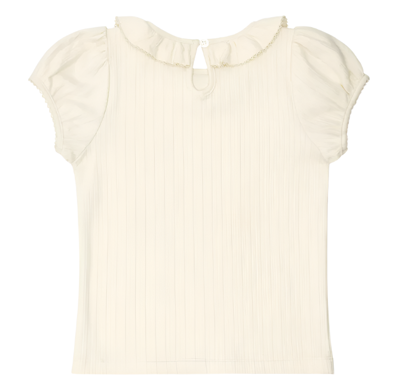 Minnow Creme Pointelle Puff Sleeve Blouse