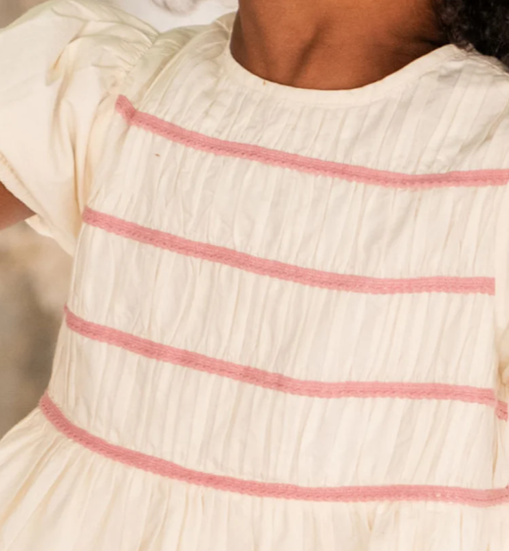 Minnow Cream Smocked Puff Sleeve Dress