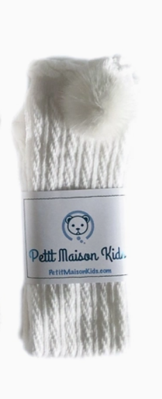 Petite Maison White Knee High Socks with Poms