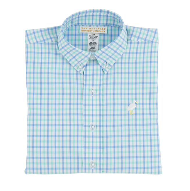 Beaufort Bonnet Dean's List Dress Shirt, Sunrise Blvd Blue/Turks Teal Check