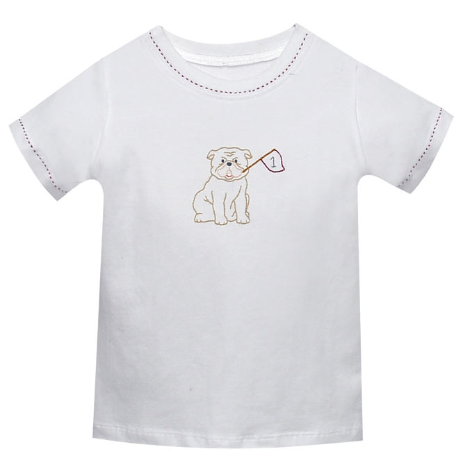 Southern Saturday Bulldog with Flag Maroon/Grey T-Shirt