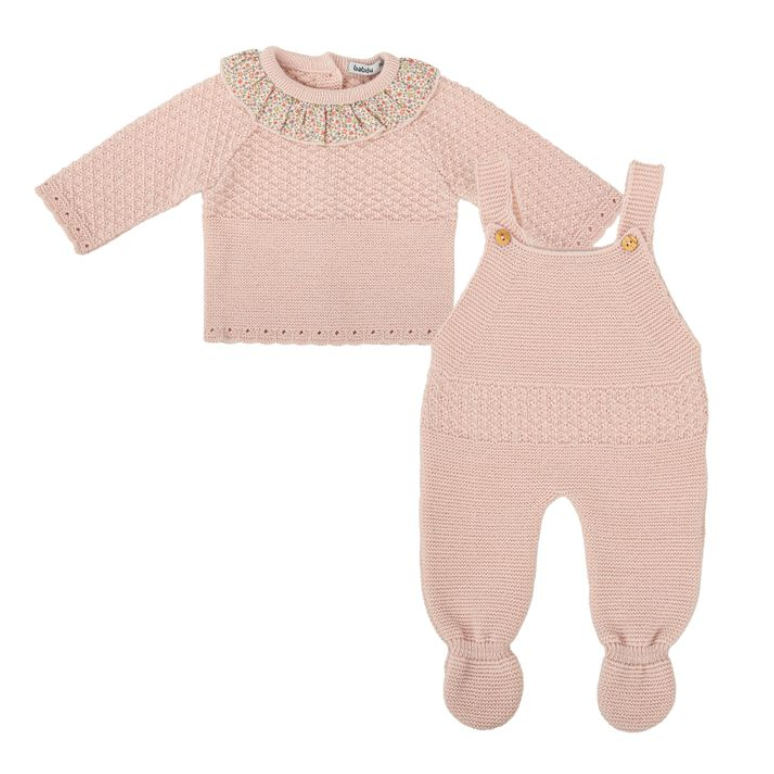 Babidu Rose Knitted Sweater Set with Bonnet