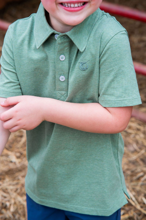 Prodoh Too Cool for School Polo, Hedge Green Heather
