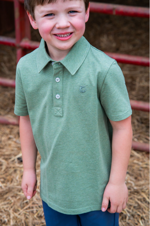 Prodoh Too Cool for School Polo, Hedge Green Heather