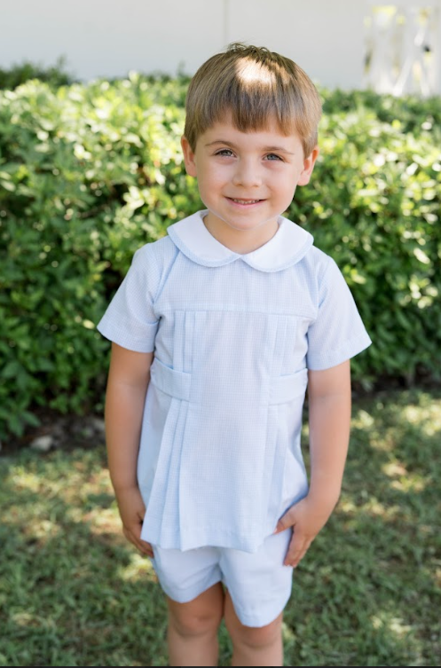 Lullaby Set Andrew Short Set, Baker Blue Minigingham