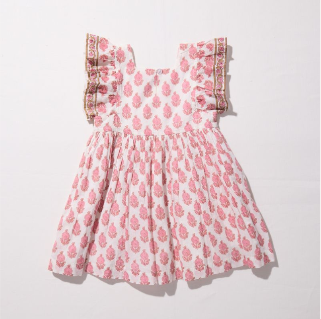 Pink Chicken Elsie Dress, Pink Dahlia Floral