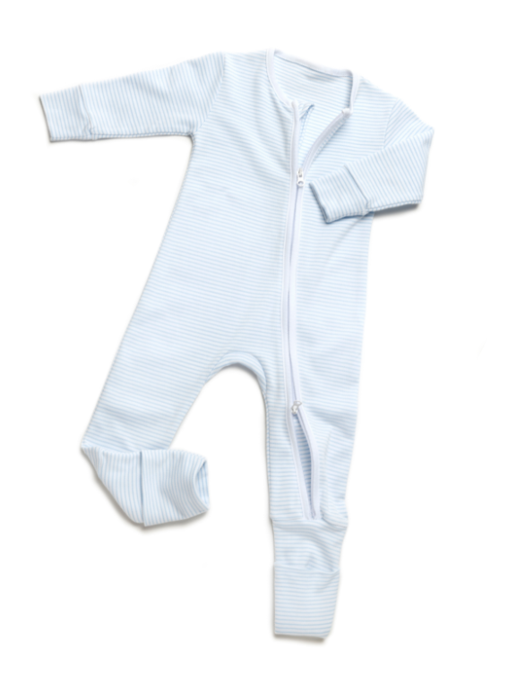 Milly Marie Striped Convertible 2-Way Zip Pima Footie Pajama