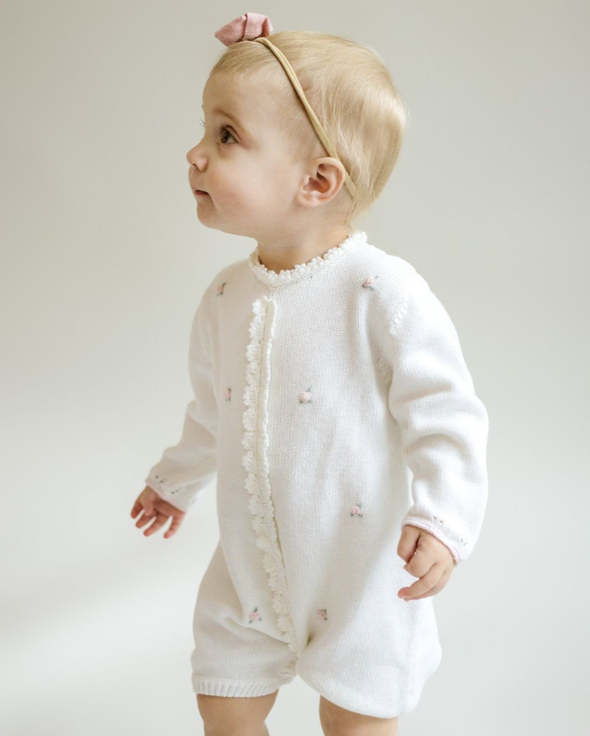 Cuclie Rosette Knit Bubble Romper