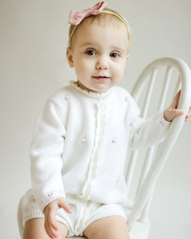 Cuclie Rosette Knit Bubble Romper