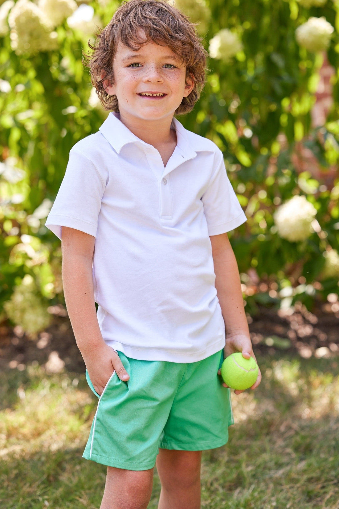 Little English Short Sleeve Polo, White