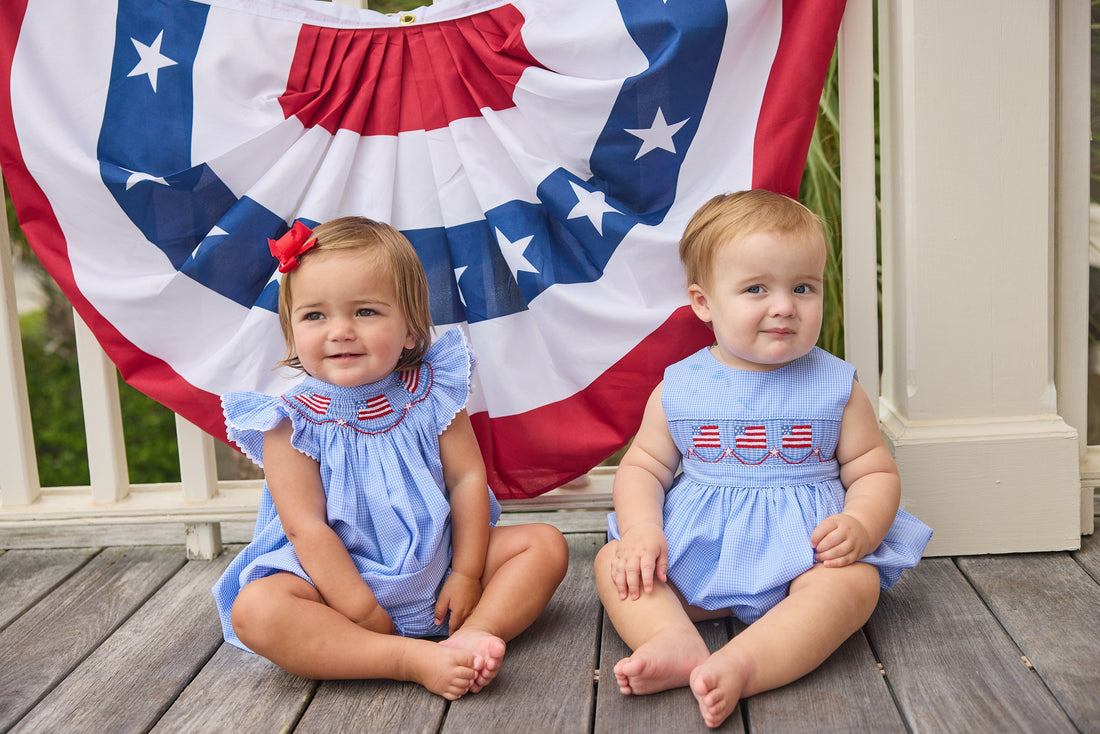 Little English Smocked Bishop Bubble, Flags