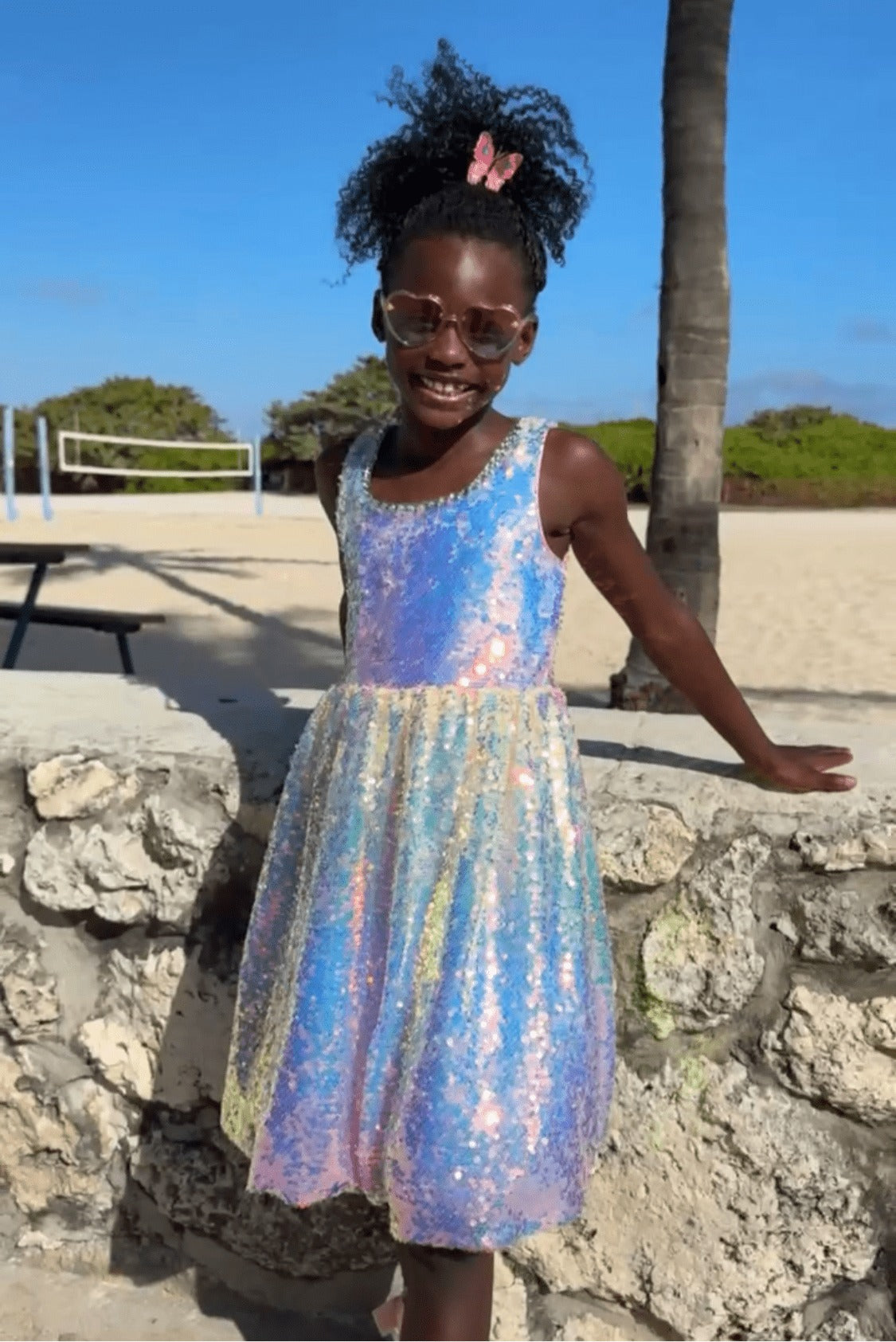 Lola & The Boys Sparkle Ombre Rainbow Dress