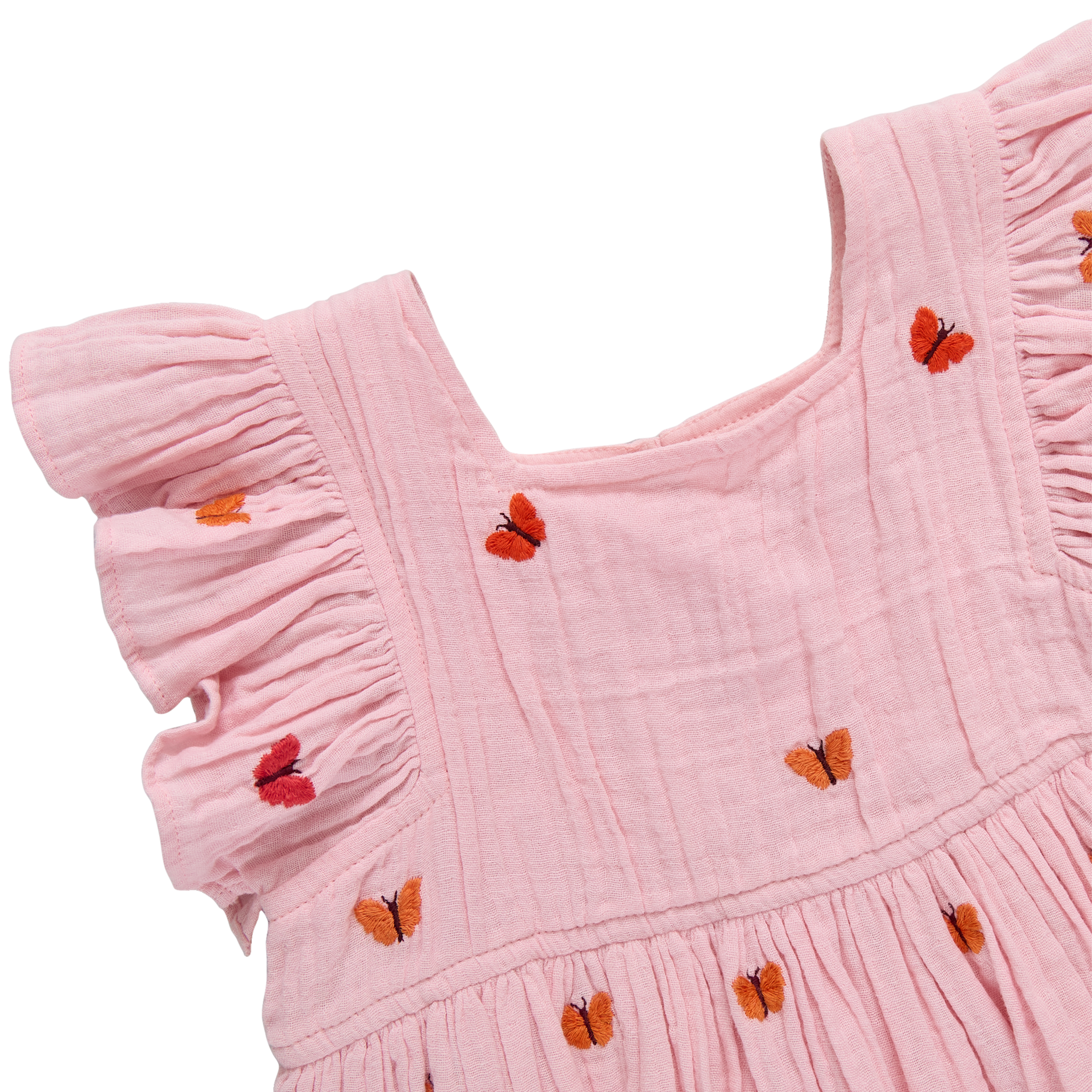 Pink Chicken Elsie Dress, Butterfly Embroidery