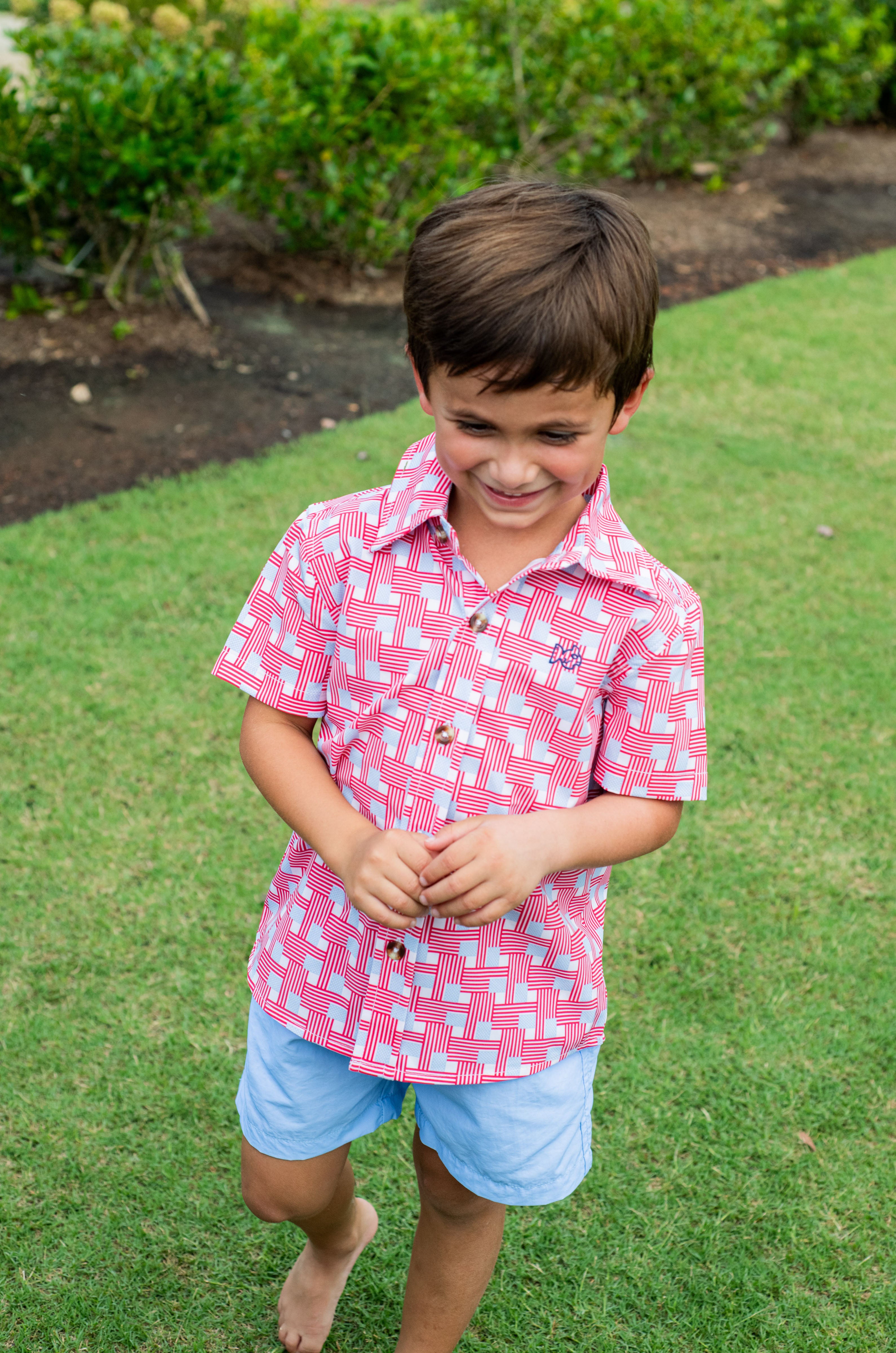 Prodoh Button Down Shirt, American Flag Plaid