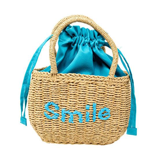 Zomi Gems Wicker Basket Bag, Blue Smile - shopnurseryrhymes