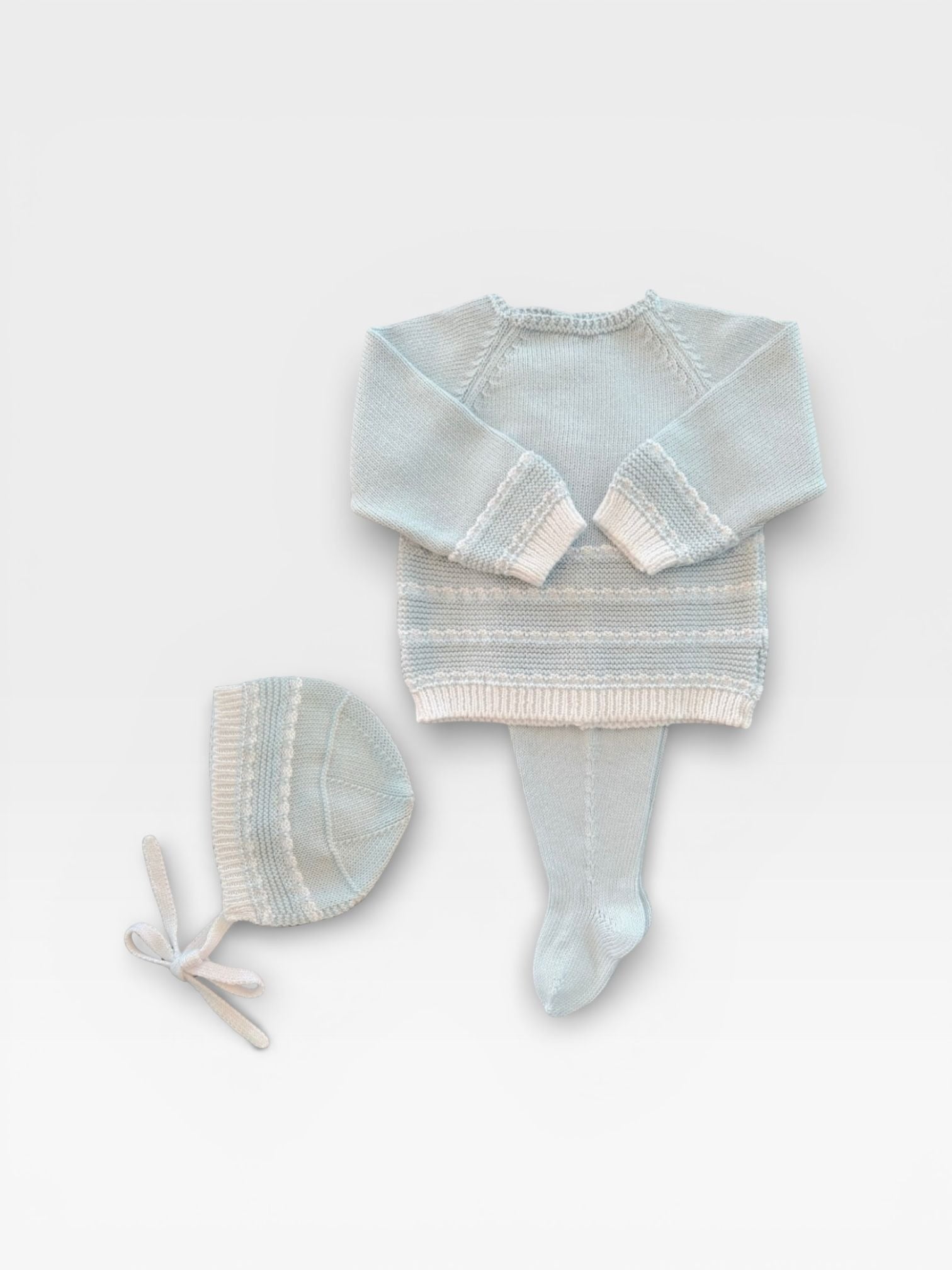 Mi Lucero Blue Stripe Layette Set