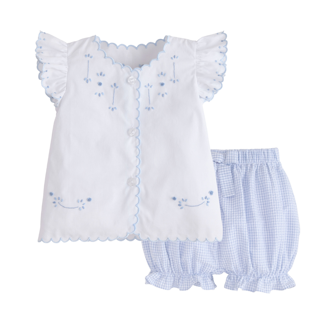 Little English Blue Tea Blouse with Bloomers