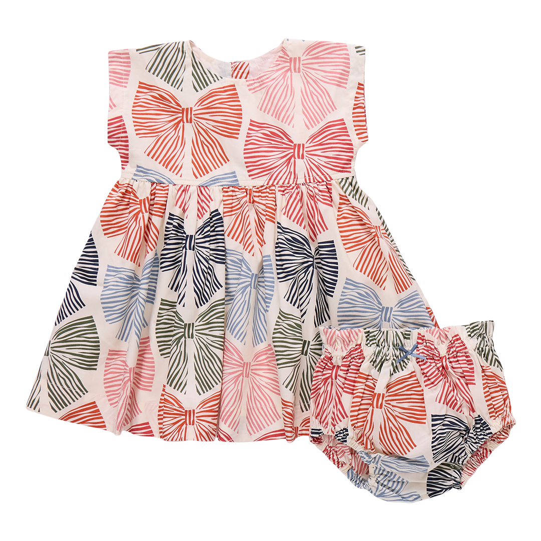 Pink Chicken Adaline Dress, Multi Striped Bows