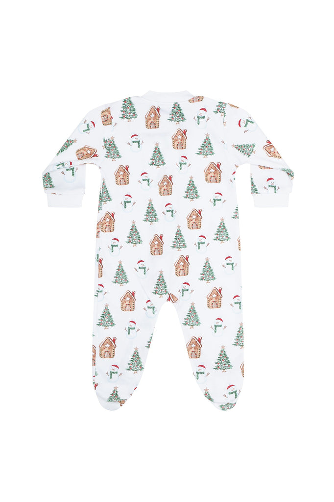 Nella Pima Wonderland Christmas Print Zipper Footie