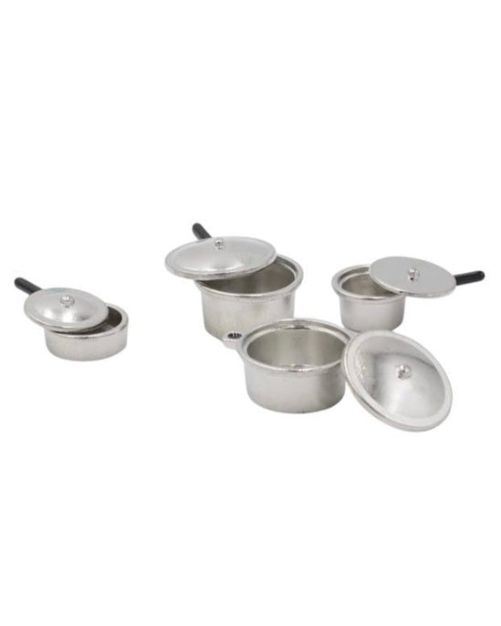 Macy Mae Dollhouse Metal Pots & Pans Set with Lids