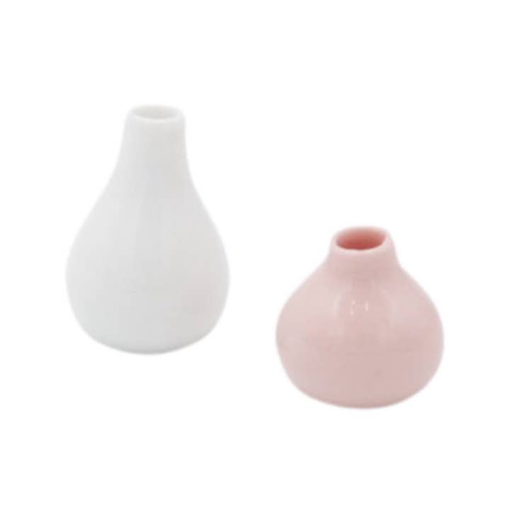 Macy Mae Dollhouse Vase Set in Pink & White