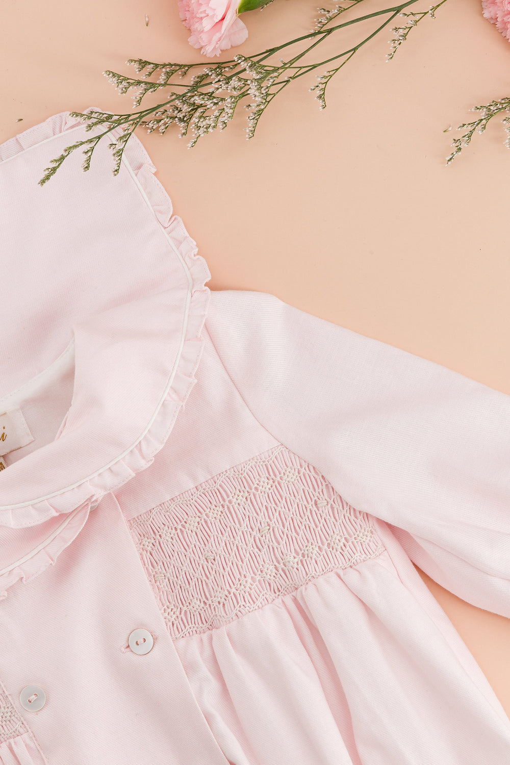 Kidiwi Ambroisinette Smocked Romper in Pale Pink
