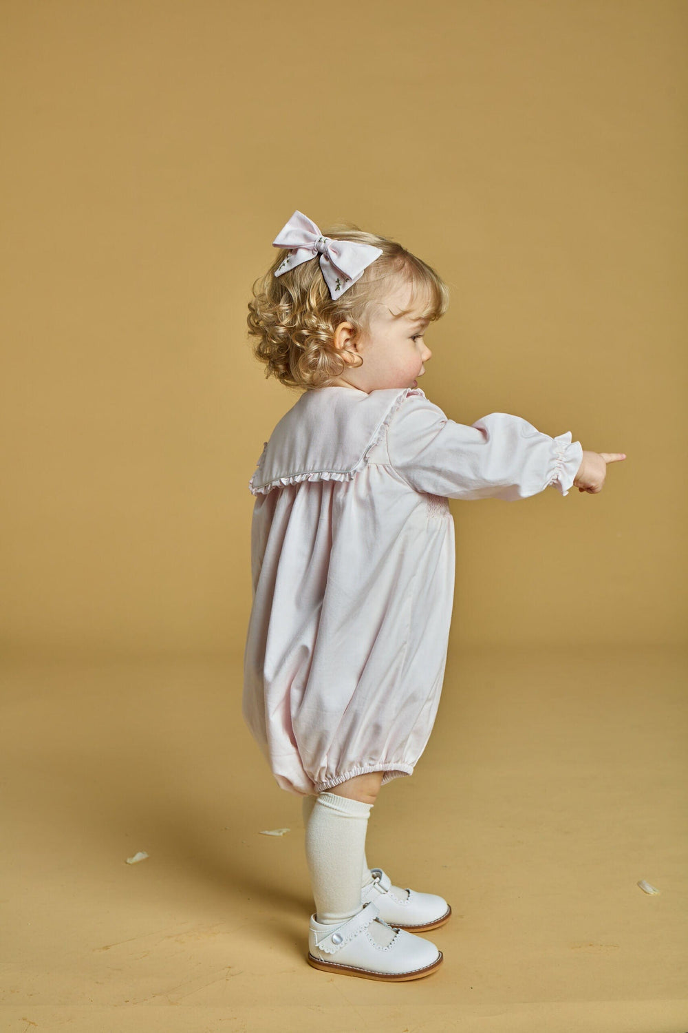 Kidiwi Ambroisinette Smocked Romper in Pale Pink