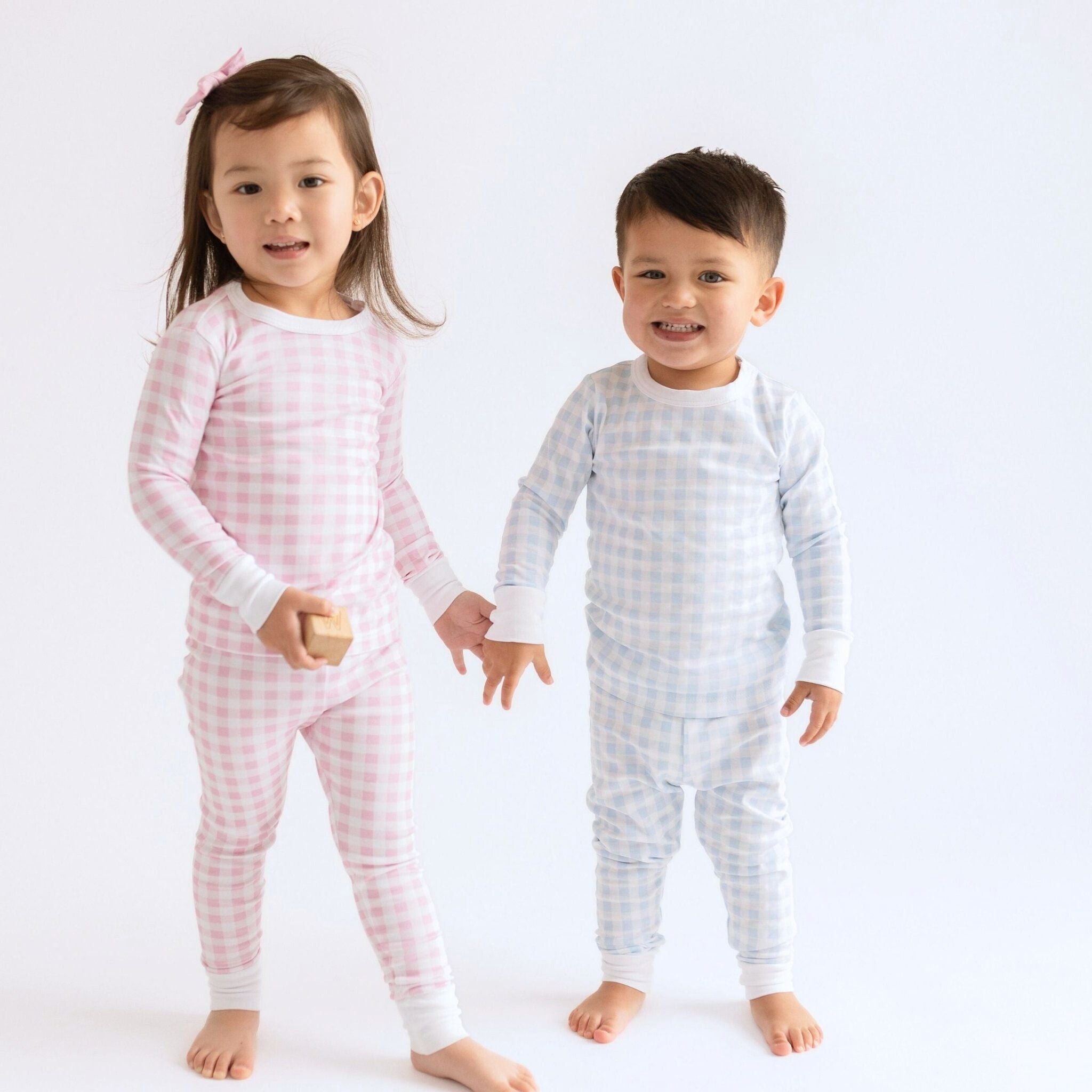 Magnolia Baby Baby Checks Pink Long Pajamas