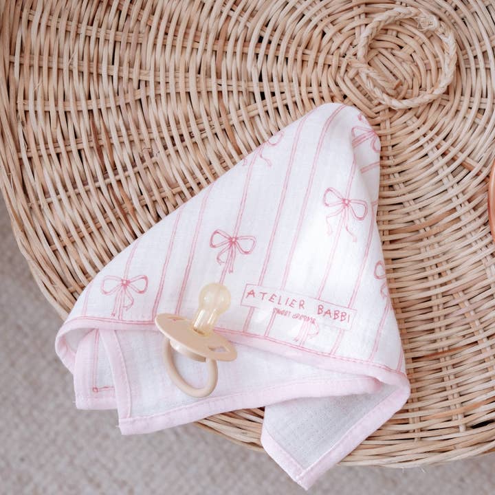 Atelier Babbi Pink Ribbon Burp Cloth